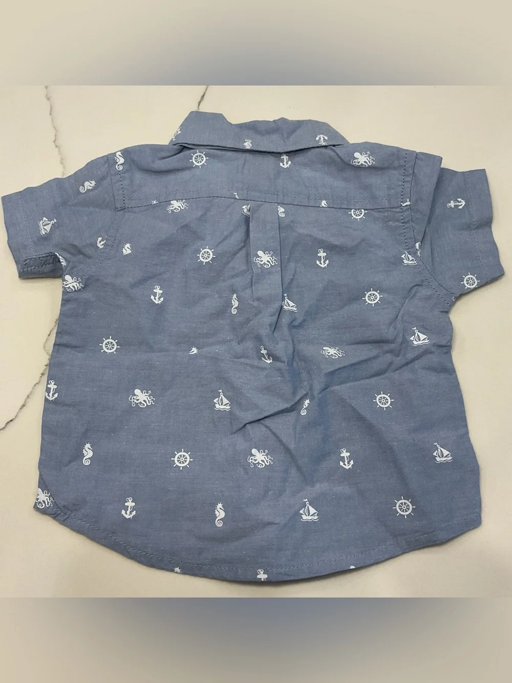 The Children's Place Light Blue Nautical Print Button-Down Shirt